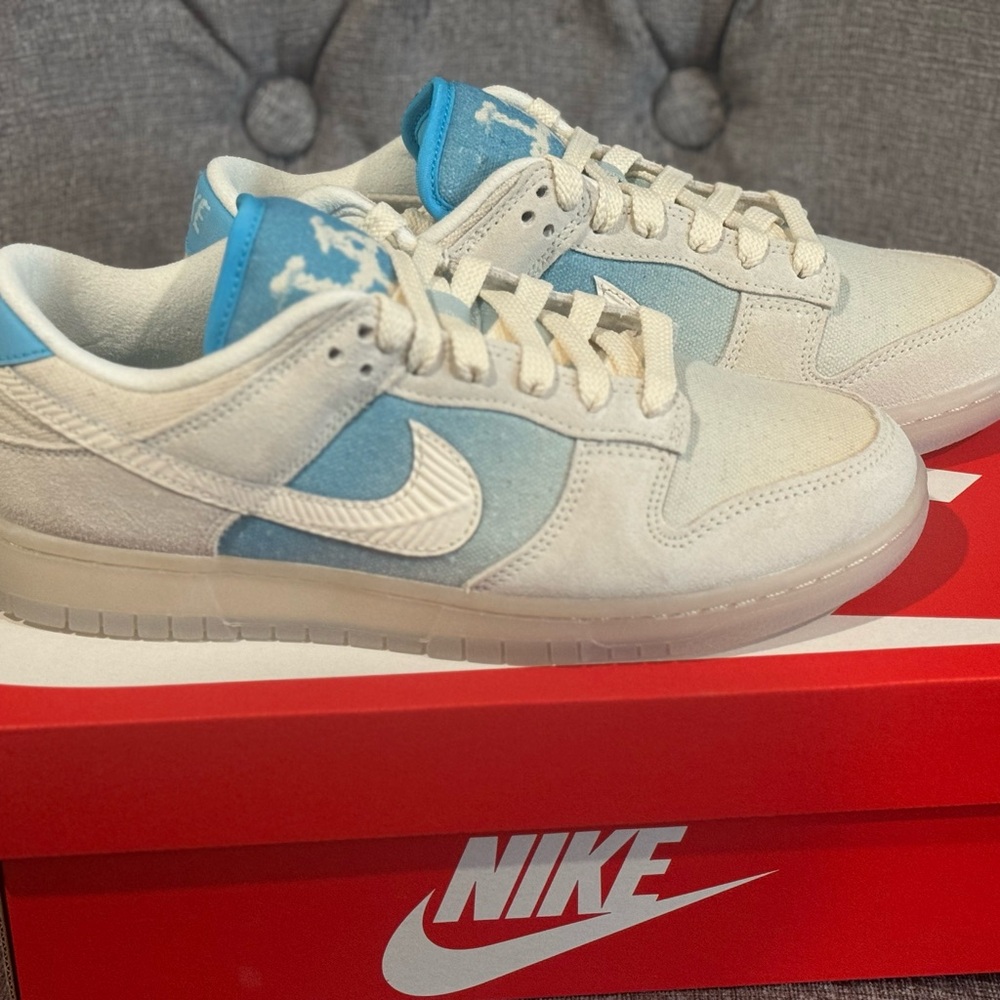 Nike Dunk Low LA Dodgers Off White Light Blue‎ Sneakers Women Size 7
